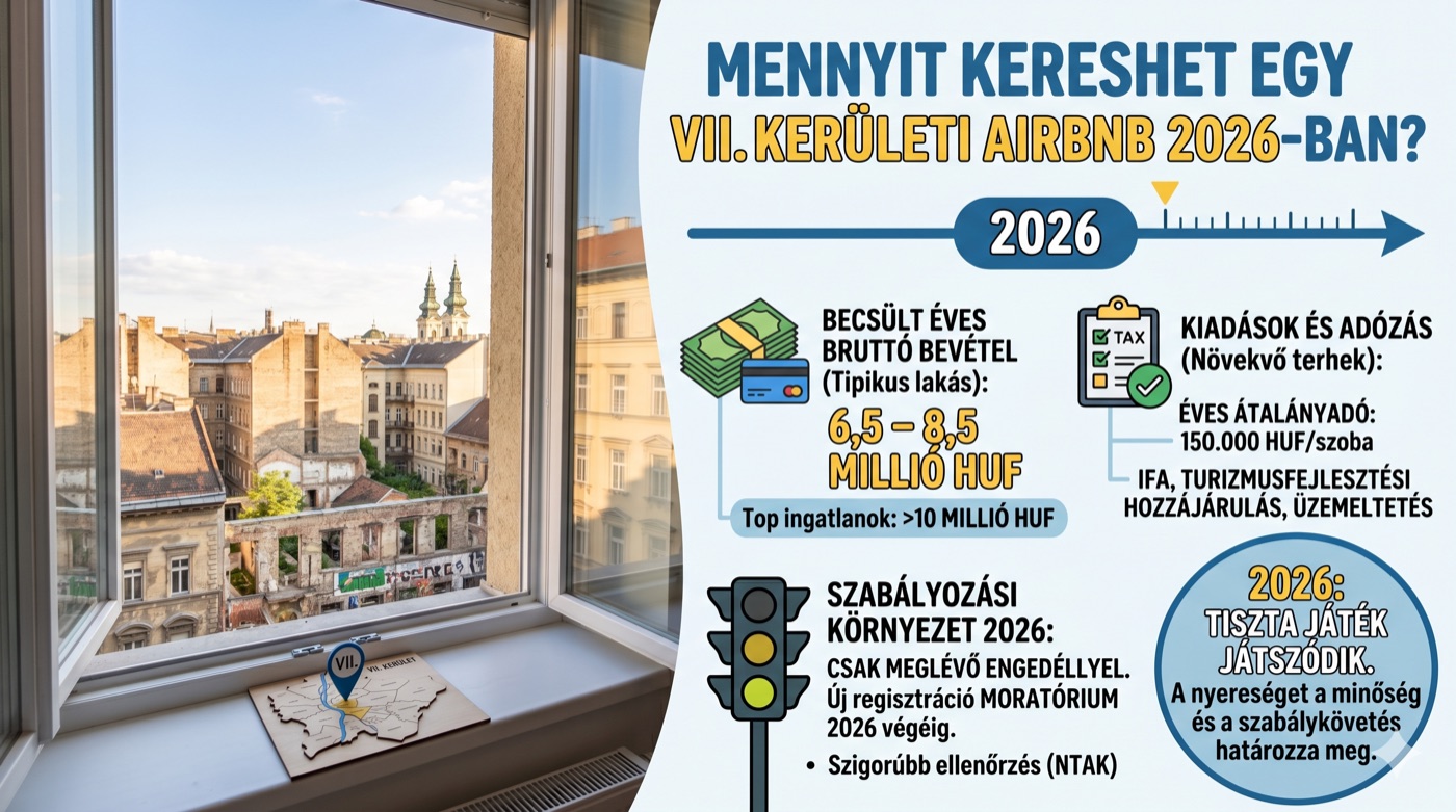 Mennyit kereshet egy VII. kerületi Airbnb 2026-ban